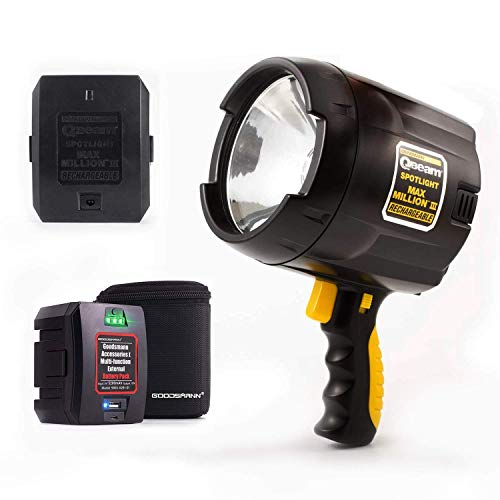 Brinkmann QBeam 800-2380-W Max Million III Rechargeable Handheld Spotlight with Goodsmann Multi-Function Replacement Battery