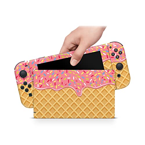ZOOMHITSKINS Compatible with Nintendo Switch Skin Cover Waffle Donut Sweet Candy Cute Food 3M Vinyl Decal Sticker Wrap, Made in The USA