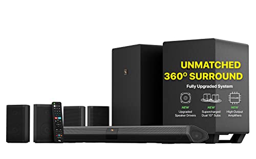 Nakamichi Shockwafe Ultra 9.2.4 Channel Dolby Atmos/DTS:X Soundbar with Dual 10' Subwoofers (Wireless), 4 Rear Surround Effects Speakers, eARC and SSE Max Technology (Flagship)