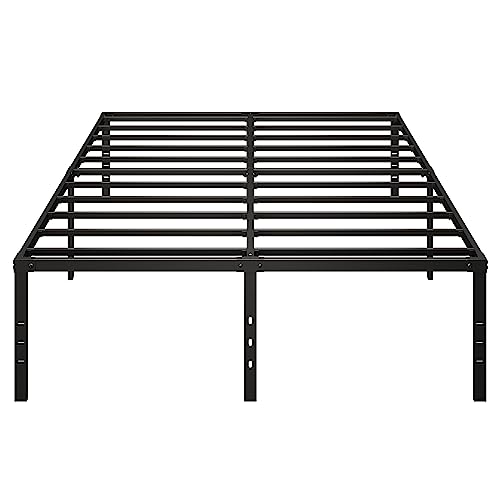 Besebay Full Size Bed Frame 14 Inch Heavy Duty Metal Frames with Steel Slats Support Ample Storage No Box Spring Needed, Easy Assembly, Noise Free, Black