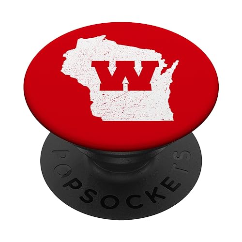Wisconsin - Vintage Red and White State Map PopSockets PopGrip: Swappable Grip for Phones & Tablets PopSockets Standard PopGrip