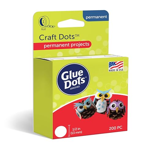 Glue Dots, Craft Dots, Double-Sided, 1/2', .5 Inch, 200 Dots, DIY Craft Glue Tape, Sticky Adhesive Glue Points, Liquid Hot Glue Alternative, Clear