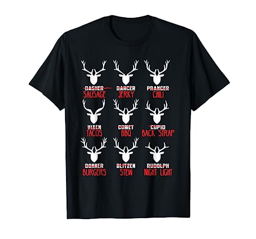 Funny Christmas Deer Hunters All of Santa's Reindeer design T-Shirt
