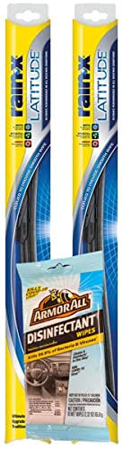 Rain-X 22' Latitude Wiper Blades Bundle with Armor All Cleaner Wipes (3 Items)