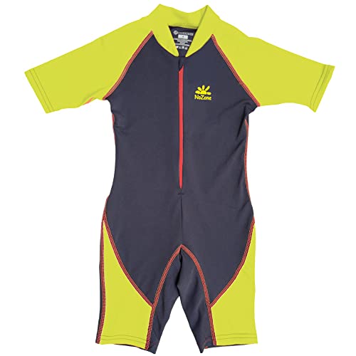 Nozone Bahia Kids Sun Protective One-Piece Swimsuit, Quick Drying, UPF 50+ Charcoal/Yellow, 10