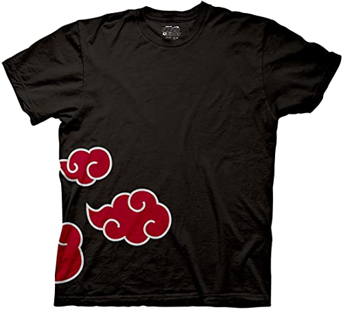 Ripple Junction Naruto Shippuden Men's Short Sleeve T-Shirt Akatsuki Clouds & Anti-Leaf Front & Back Print Anime XS Black