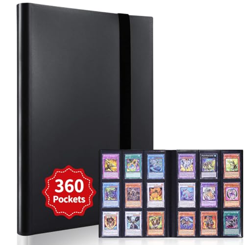 LIUDU Card Binder 9-Pocket,360 Pockets Game Cards with 20 Sleeves,Trading Card Collection Zipper Binder Holder for Kids Gifts (Black 360Pockets)