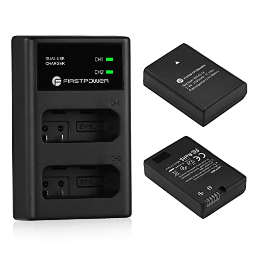 FirstPower EN-EL14/EN-EL14a Battery and USB Dual Charger Compatible with Nikon D3100 D3200 D3300 D3400 D3500 D5100 D5200 D5300 D5500 D5600 DF Coolpix P7000 P7100 P7700 P7800 Camera