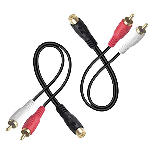 VCELINK RCA Splitter 1 Female to 2 Male (8 Inch), Stereo Audio Y Cable, Gold Plated Dual RCA Male Adapter for Car Audio, Subwoofer, TV, CD Player, Home Theater and so on, 2 Pack
