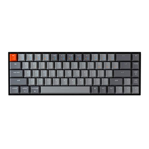 Keychron K6 Hot Swappable Wireless Bluetooth 5.1/Wired Mechanical Gaming Keyboard, 65% Compact 68-Key RGB LED Backlight/Gateron Brown Switch/Rechargeable Battery for Mac Windows