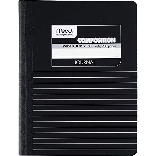 Mead Composition Notebook, Wide Ruled Paper, 9-3/4' x 7-1/2', 100 Sheets per Comp Book, Black/White (09920)