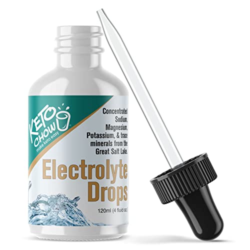 Keto Chow - Electrolyte Hydration Drops - Keto Diets & Intermittent Fasting - Immune Support - Gluten & Sugar Free - Paleo - Sodium, Magnesium, Potassium & Trace Minerals - Unflavored - 4 fl oz