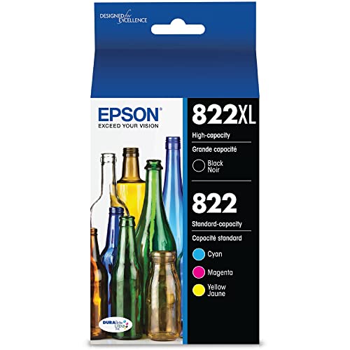 EPSON 822 DURABrite Ultra Ink High Capacity Black & Standard Color Cartridge Combo Pack (T822XL-BCS) Works with WorkForce Pro WF-3820, WF-3823, WF-4820, WF-4830, WF-4833, WF-4834