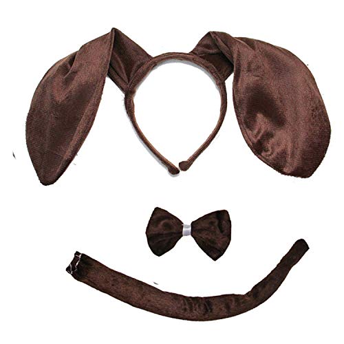 Kirei Sui Kids Dachshund Brown Dog Puppy Headband Bow tie Tail 3pcs Costume