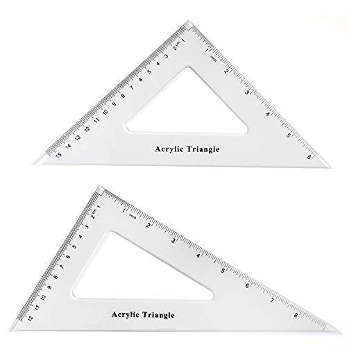 Coopay Large Triangle Ruler Set Square, 30/60 and 45/90 Degrees, Triangle Hollow