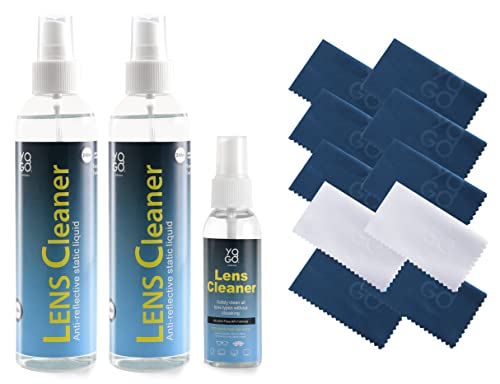 Lens Cleaner Spray 2 8oz + 1 2oz Eyeglass Cleaner, with 10 Microfiber Cloths Kit Ammonia and Streak Free Safe for Eyewear and Electronics