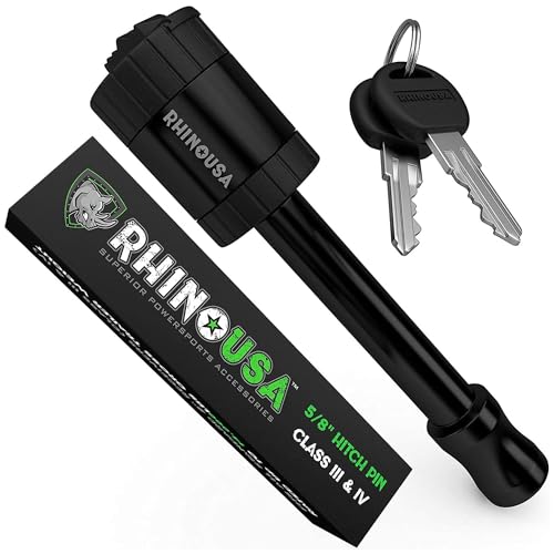 Rhino USA Trailer Hitch Pin - Patented 5/8' Locking Receiver Hitch Pins for Class III IV Hitches - Weatherproof Anti-Theft Lockable Pin with Dust, Mud & Gunk Protection - Used to Tow Truck, Boat, Bike