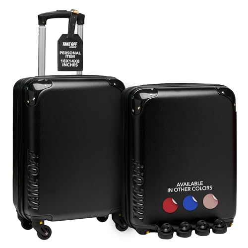 Take OFF Luggage 18 Inch Personal Item Suitcase 2.0 with Removable Wheels Converts from Carry-On into Under the Seat Luggage and fits Airline Sizers 18x14x8 Inches