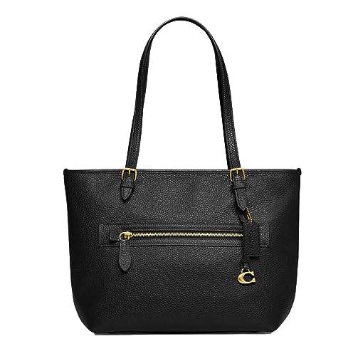 COACH Polished Pebble Leather Taylor Tote, Black, One Size