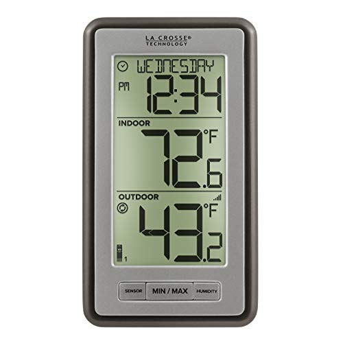 La Crosse Technology WS-9160UV3 Digital Indoor Outdoor Thermometer Wireless - Multi-Format Remote Temperature Sensor, Temperature Humidity Monitor with Manual Settings and 24-hr Display