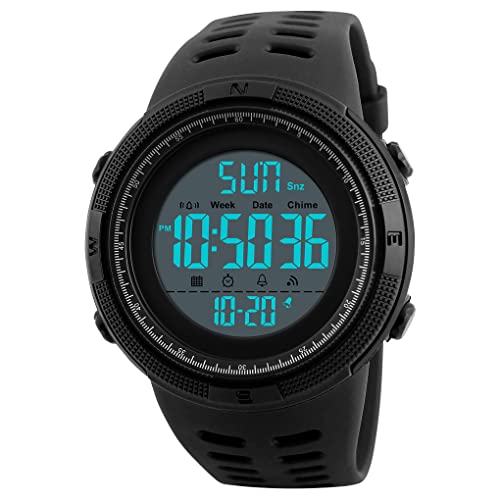 CakCity Mens Waterproof Digital Sport Watches Women Wide Screen Easy Read Display Military Style Stopwatch with Rubber Strap