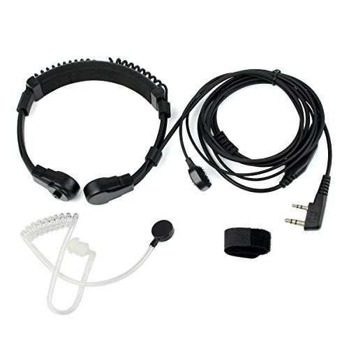 Retevis Adjustable Throat Mic Walkie Talkie Earpiece with Mic, Covert Tube, Finger PTT, for RT22 RT68 RT21 H-777, Compatible with pxton SAMCOM Walkie Talkie, 2 Way Radio Headset(1 Pack)