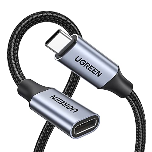 UGREEN USB C Extension Cable, (1.5Ft/0.5M/10Gbps/100W), USB C 3.2 Extender Nylon Type C Male to Female Cord Charging & Transfer Compatible with PSVR2/Macbook/iPad/USB C Hub/Magsafe Charger/iPhone 15