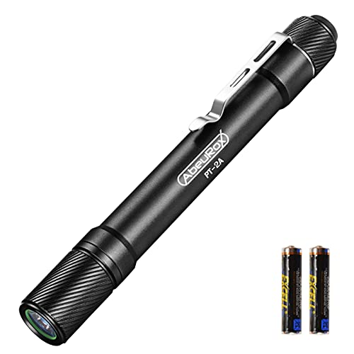 AbeuRox LED Tactical Pen Light Flashlight, 250 Lumen 3 Modes High-Low-Strobe, Compact IPX8 Waterproof Pocket Size Tail Switch EDC Penlight, Powered by Two AAA Batteries(Included)