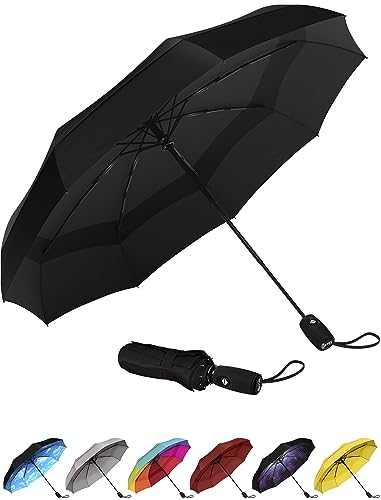 Repel Umbrella Windproof Travel Umbrellas for Rain - Easy Auto Open Close, Durable & Compact Umbrella, Strong Fiberglass Frame, Waterproof Canopy - Backpack, Purse, Portable Umbrella for Travel