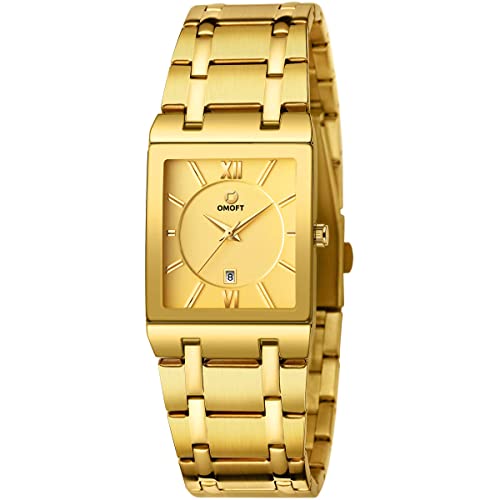 Omoft Luxury Gold Quartz Wrist Watch - Waterproof Military Style Stainless Steel for Men and Women - Elegant Business Timepiece from The Luxury Watch Series Reloj de Oro Montre en Or