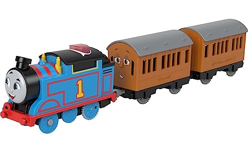 Thomas & Friends Motorized Toy Train Talking Thomas Engine with Annie & Clarabel Coach Cars for Preschool Kids Ages 3+ Years