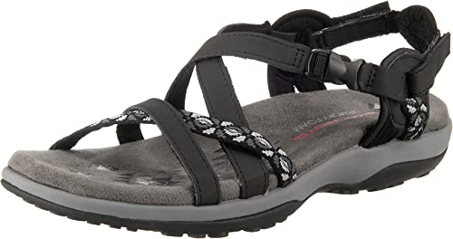 Skechers Cali Women's Regga Slim Keep Close Gladiator Sandal,black,8 M US, Black, 8 M US