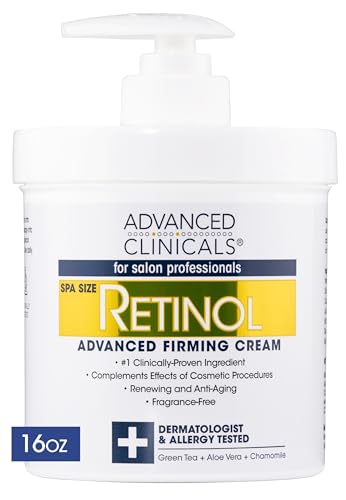 Advanced Clinicals Retinol Cream. Spa Size for Salon Professionals. Moisturizing Formula Penetrates Skin to Erase the Appearance of Fine Lines & Wrinkles. Fragrance Free. 16oz