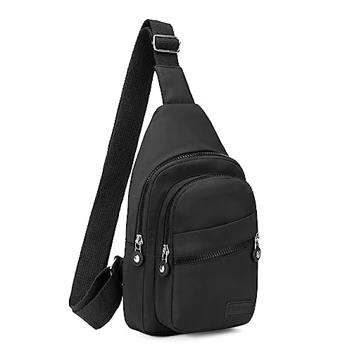 Small Sling Backpack Crossbody Sling Bag for Women, Chest Bag Daypack Fanny Pack Cross Body Bag for Outdoors Hiking Traveling - Black