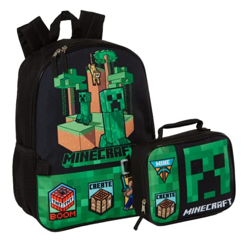 RALME Minecraft Backpack with Lunch Box Set for Boys & Girls, 16 inch, Value Bundle