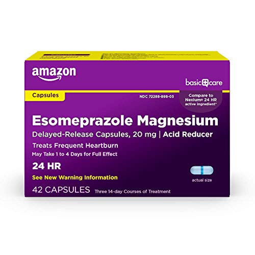 Amazon Basic Care Esomeprazole Magnesium Delayed Release Capsules, 20 mg, Acid Reducer, Heartburn Medicine, 42 Count