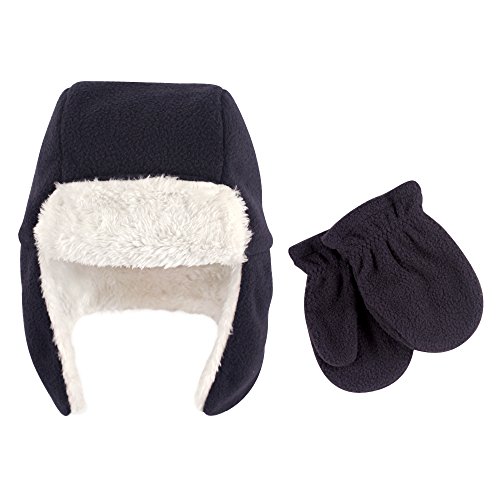 Hudson Baby baby girls Fleece Trapper and Mitten Set Cold Weather Hat, Navy Toddler, 3 Toddler US