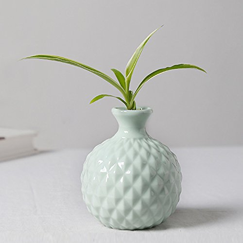 GeLive Ikebana Vase Flower Arrangement Bud Vase Hydroponics Macaron Colorful Ceramic Decorative Vase (Light Green)