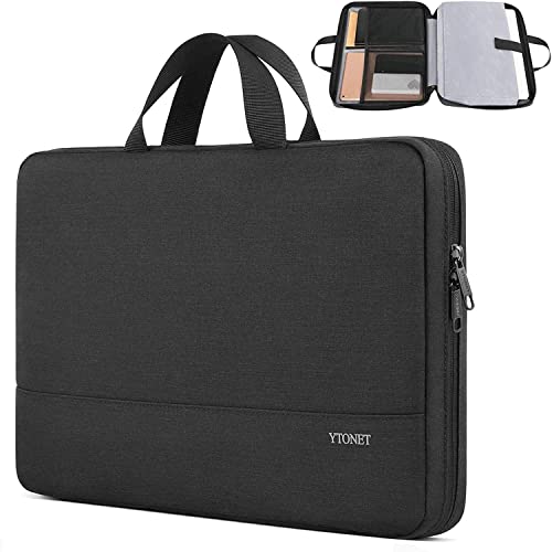 Ytonet Laptop Case 15.6 Inch, Water Resistant Laptop Bag Sleeve for Men Women Slim Laptop Cover TSA Computer Case Laptop Carrying Bag with Handle, Compatible with Lenovo HP Dell Apple Notebooks Black