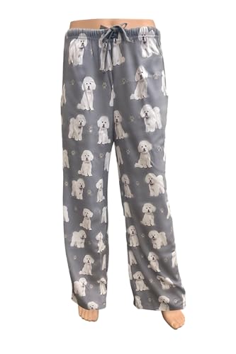 Bichon Frise Unisex Lightweight Cotton Blend Pajama Bottoms – Super Soft and Comfortable – Perfect for Bichon Frise Gifts (Large)