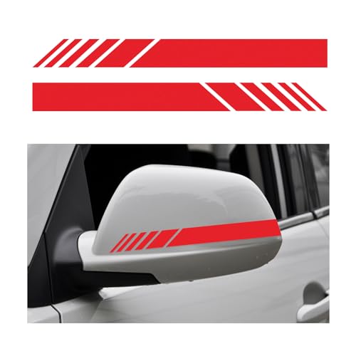 Kewucn 2PCS Car Rear View Mirror Stickers, Waterproof Auto Side Rearview Mirrors Decal Stripes, Universal Anti-Collision Striped Automotive Warning Stripes for Most Vehicles (Red)