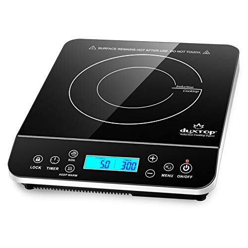Duxtop Portable Induction Cooktop Burner, Induction Hot Plate with LCD Sensor Touch 1800 Watts, Silver 9600LS/BT-200DZ