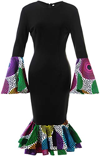 HongyuAmy Women's African Fashion Ankara Print Dress Traditional Casual Outfits Attire Color A 3XL
