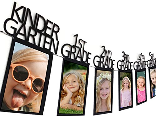 Graduation Photo Banner for 2024 2025 Party Decorations, Kindergarten to 12th Grade Graduation Picture Banner, Middle School, High School College Graduation Party Supplies Black SG063BK