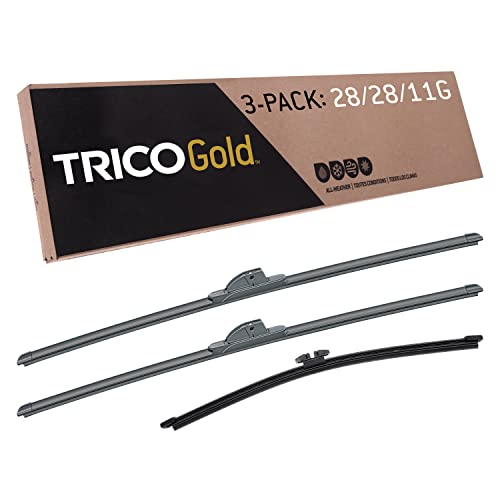 Trico Gold Driver/Passenger/Rear Kit Replacement Windshield Wipers Blades for 2013-2019 Ford Escape; Includes 28 inch, 28 inch, & 11 inch Beam blades (18-2828-11G), Black