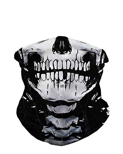 iHeartRaves Skeleton X-Ray Skull Face Gaiter Neck Mask for Men & Women - Skull Gator Mouth Covering Cool Costume Bandana Balaclava