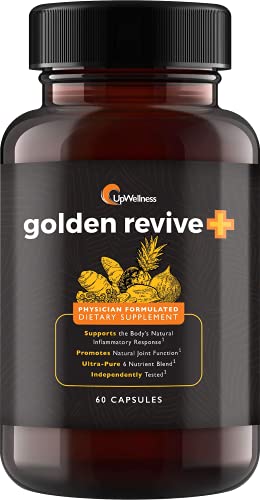 UpWellness Golden Revive + Joint Support with Quercetin, Magnesium, and Turmeric - 60 Capsules - 6 Active Ingredients for Joint and Muscle Care - Physician Formulated