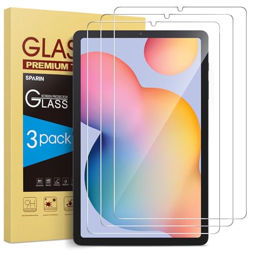 SPARIN Screen Protector for Samsung Galaxy Tab S6 Lite 10.4 Inch(2024/2022/2020), 3 Pack 9H Hardness Tempered Glass with S Pen Compatible, Scratch Resistant, Bubble Free