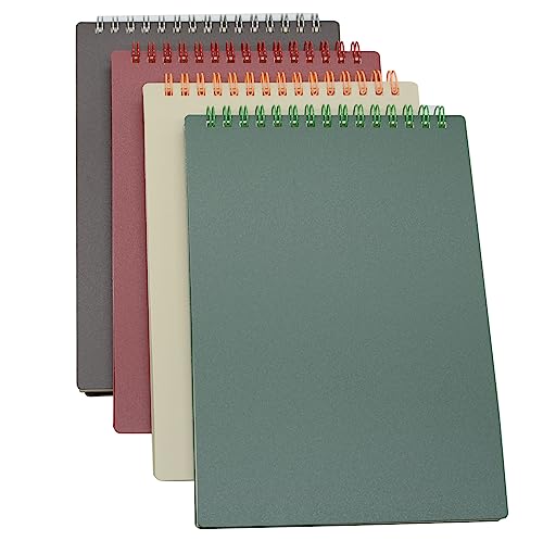 Yansanido Top Bound Spiral Notebook, 4 Pcs 4 Color A5 Size Thick Plastic Hardcover 7mm College Ruled Paper 80 Sheets (160 Pages) Journal for School and Office Supplies (4 Pcs A5)