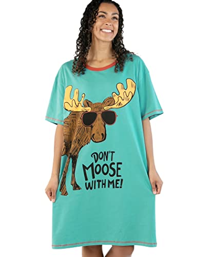 LazyOne Nightshirts for Women, Animal Designs (Don't Moose, One Size)